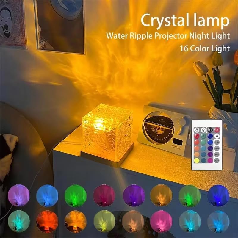 Ocean Wave Lamp Projector with Remote, 3D Water Ripple LED Night Light for Bedroom, Romantic Decor, Gift for Couples