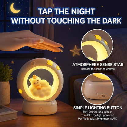 Cat Moon Light For Bedroom Dim Light| 3 Gear Brightness Night Lamp for Kids| Home Decor Gift for Women Girls & Boys| Couple Gift| Love Gift for Her| Decoration Silicone Night Lamp| Cute LED Moon