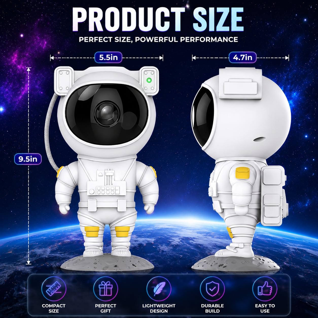 Astronaut Space Projector Night Light – 360° Rotating Star Nebula Lamp with Remote, Timer & Adjustable Head for Kids Bedroom, Home Decor, Gaming Room & Party Lights
