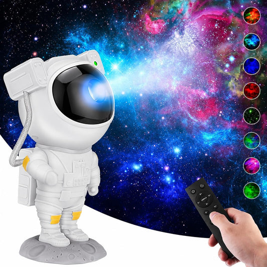 Astronaut Space Projector Night Light – 360° Rotating Star Nebula Lamp with Remote, Timer & Adjustable Head for Kids Bedroom, Home Decor, Gaming Room & Party Lights